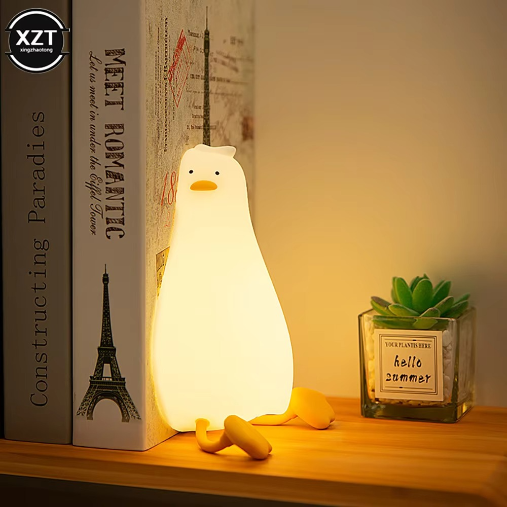 Rechargeable Silicone Duck Night Light for Kids’ Bedtime - Soft Lamp, Portable Decoration & Child Gift - Nursery/Playroom Ador