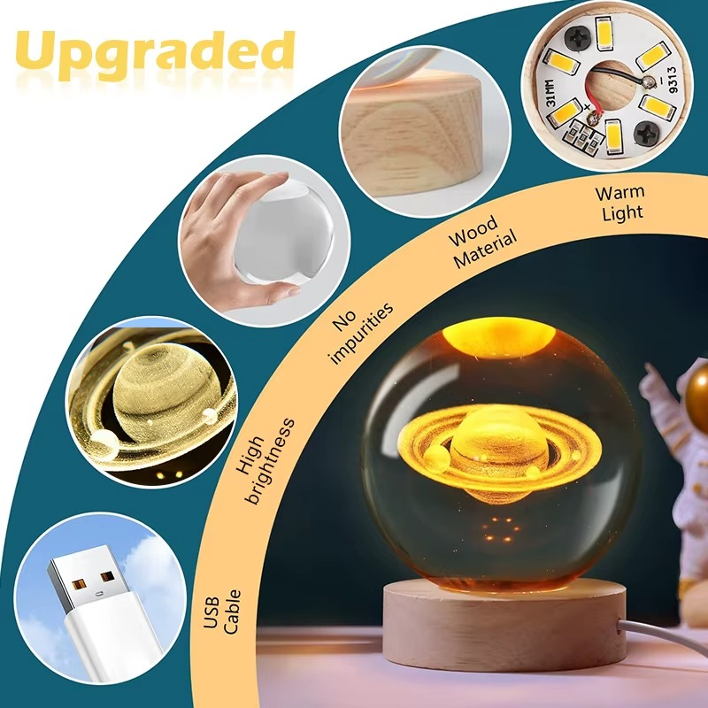 Crystal Ball Night Light LED Galaxy Children Night Lamp For Bedroom Ambient Light Creative Gift Night Light USB Led Light