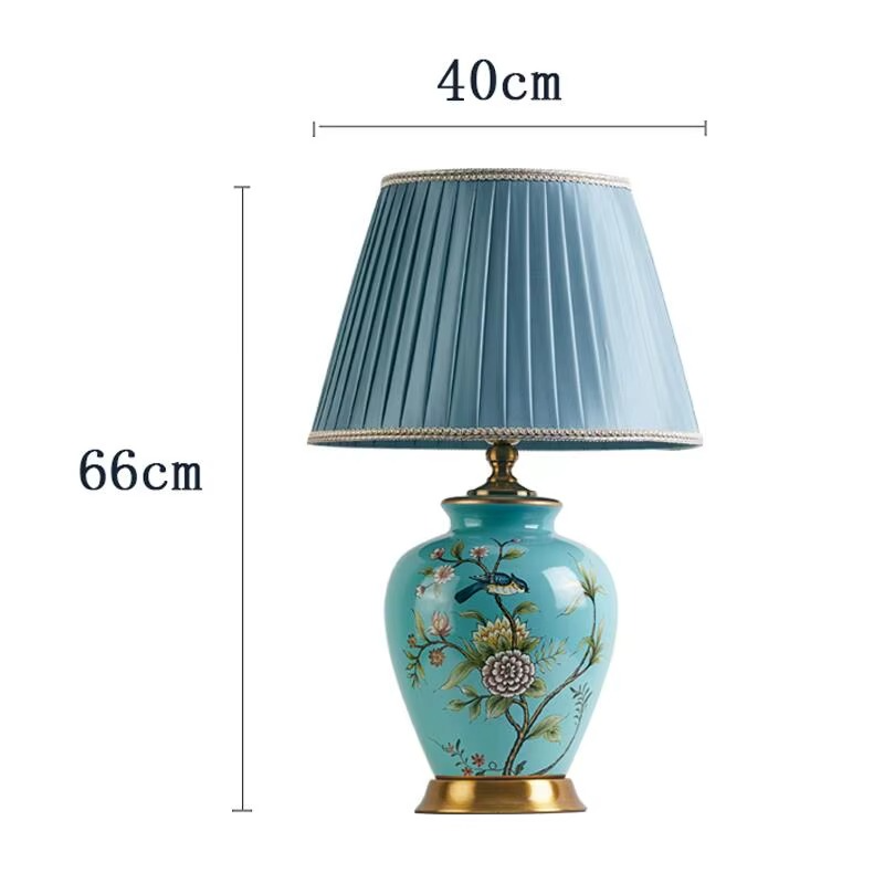 Bedroom Retro Flower And Bird Ceramic Table Lamp Living Room European-style Room Decoration Lighting Remote Control Desk Lamp